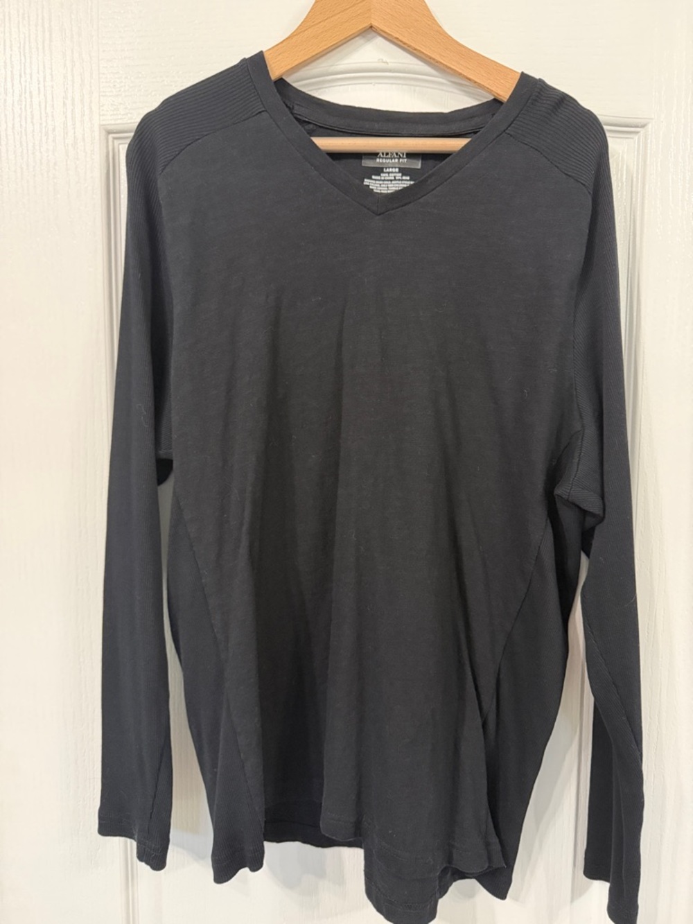 Alfani Men's Long Sleeve V-Neck Shirt - Black